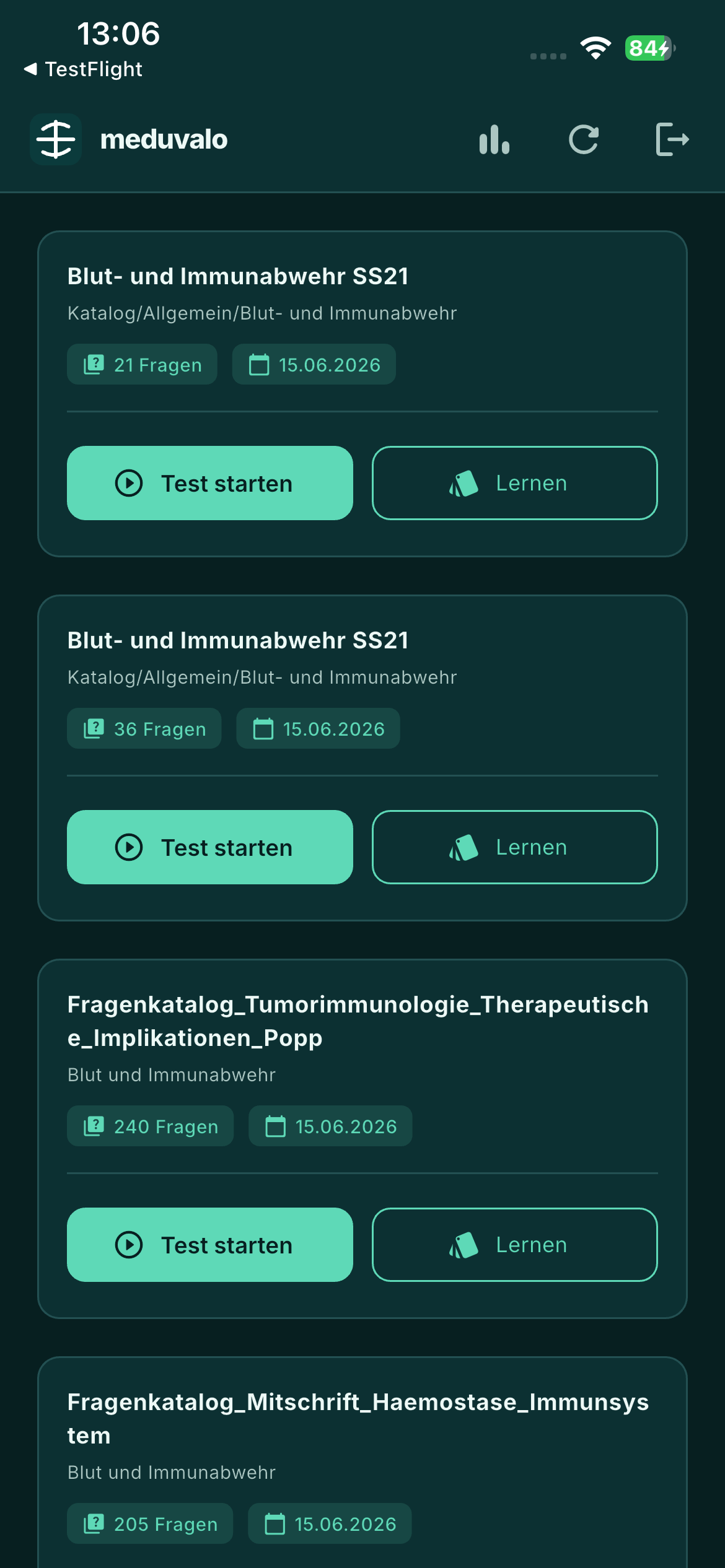 Meduvalo App – Fragenkatalog mit Lerneinheiten
